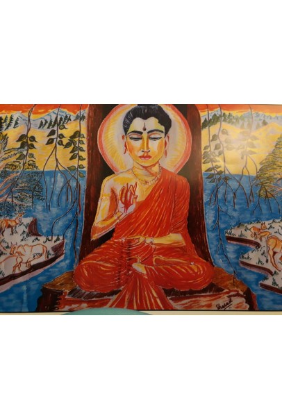 Buddha in forest (Canvas) with Frame (12"X18")